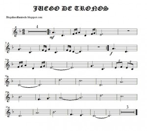 Partitura Juego de tronos